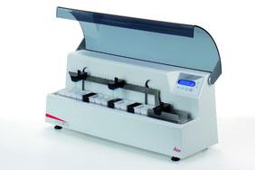 Leica ST4020 Linear Stainer with optional hood.
